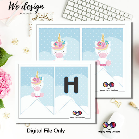 Happy Birthday Banner | Unicorn Birthday Banner | Unicorn Birthday Theme | Unicorn Birthday | Instant download | PRINTABLE DIGITAL