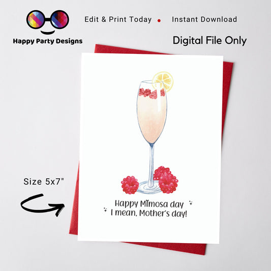 Happy Mimosa day greeting card | Mother's day | funny card | Digital INSTANT download