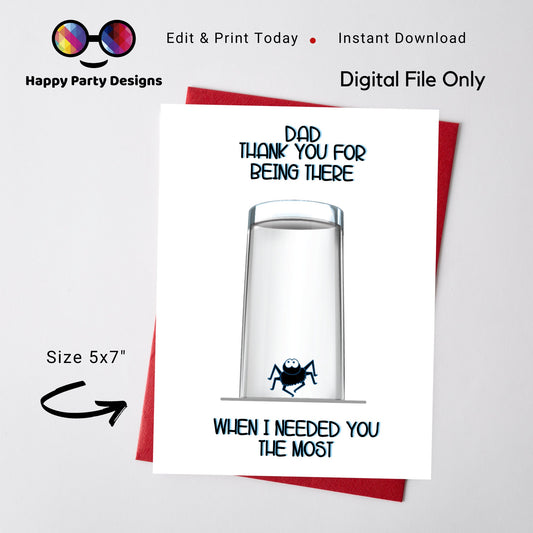 Happy Father's day | thank you for being there | greeting Card | Funny card | Instant Download | Father's themed card | from daughter