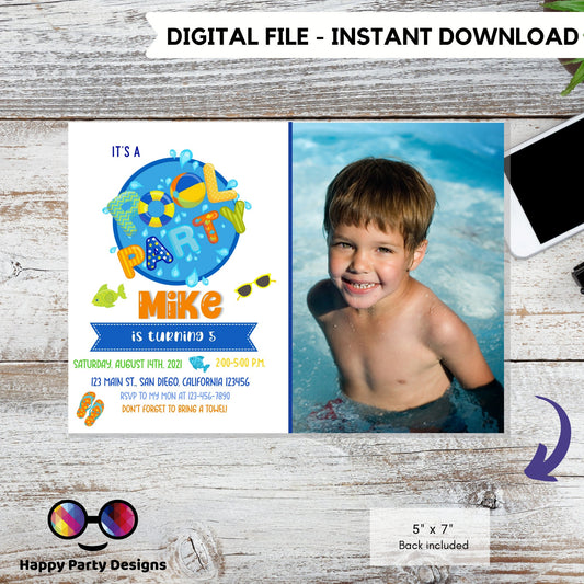 EDITABLE Pool invitation | Pool party Invitation | Pool party | Instant Download | Personalize Online | Summer birthday