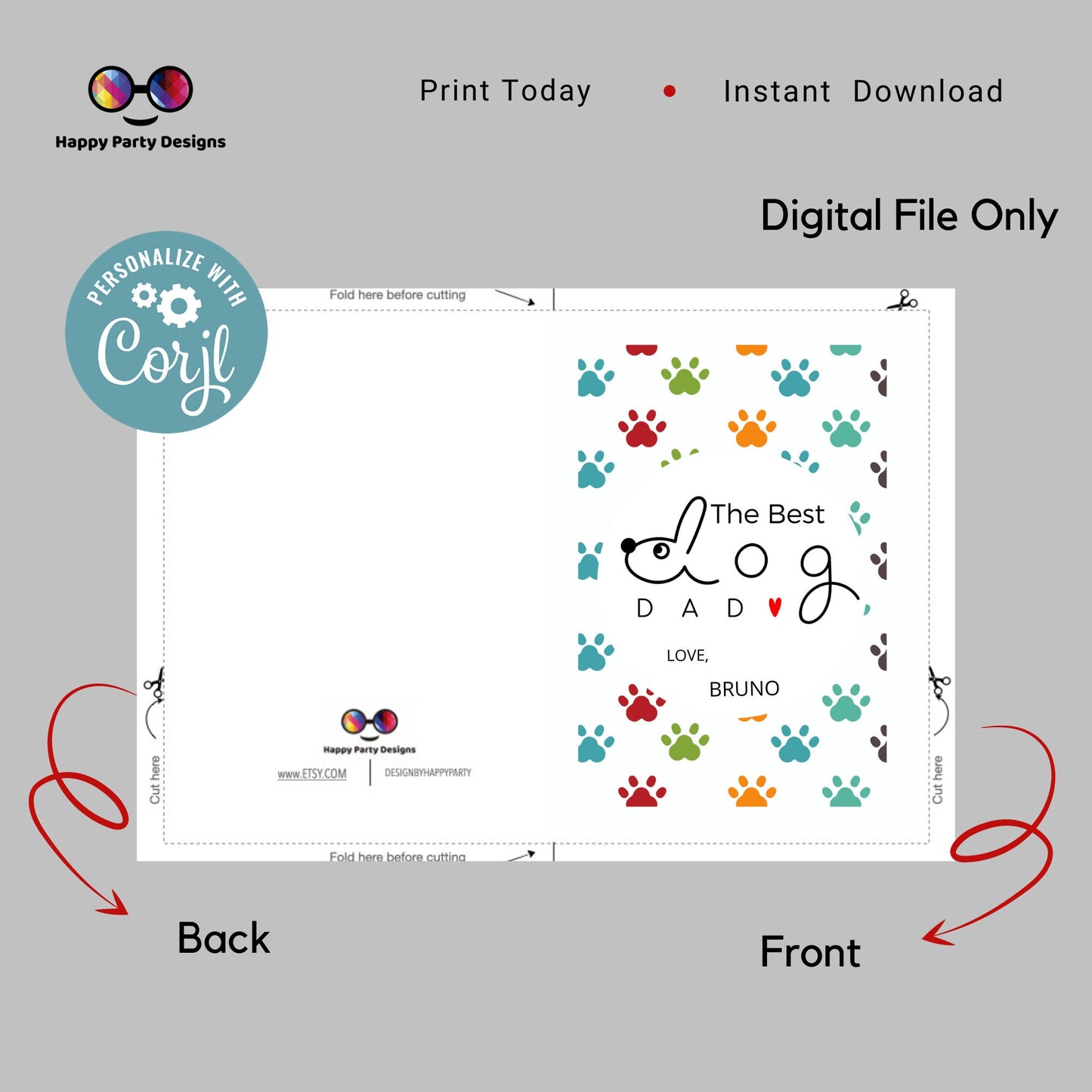 Dog Fathers Day Card | Cheers for being the best  | Instant Download | Fathers day Card from the dog  | Card from the dog  |  From the dog