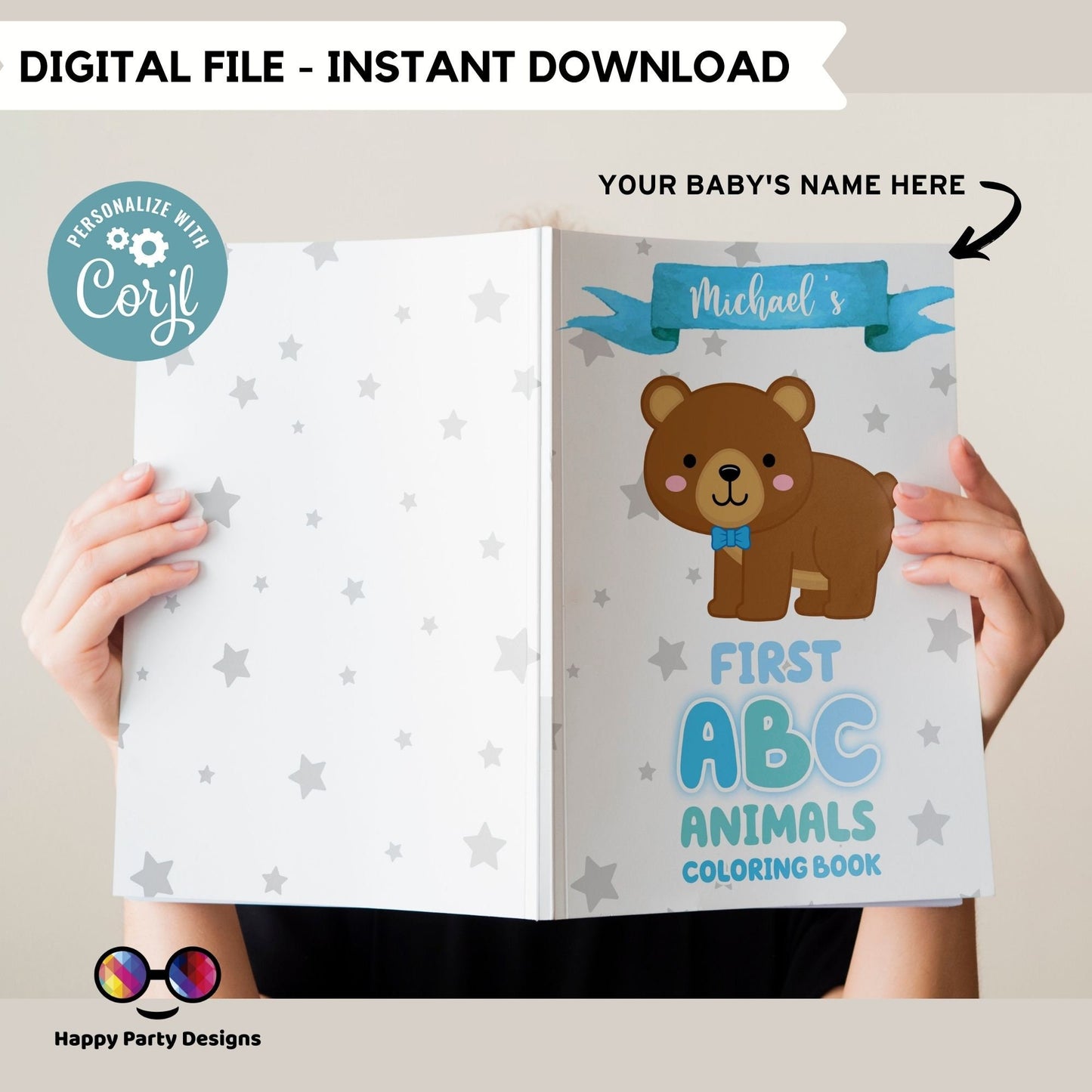 Baby Shower Coloring Book for boys 8.5x11"| First ABC coloring book for Baby Shower |Printable ABC Book Baby Shower Activity | Baby Keepsake