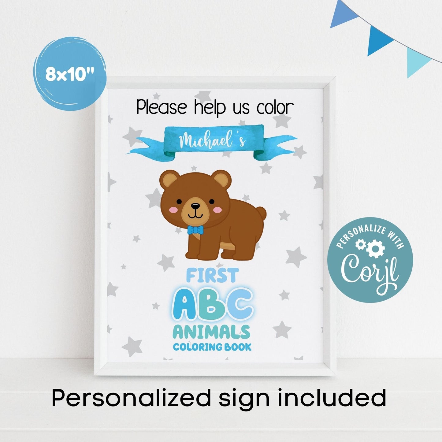 Baby Shower Coloring Book for boys 5x7" | First ABC coloring book for Baby Shower | Printable ABC Book Baby Shower Activity | Baby Keepsake
