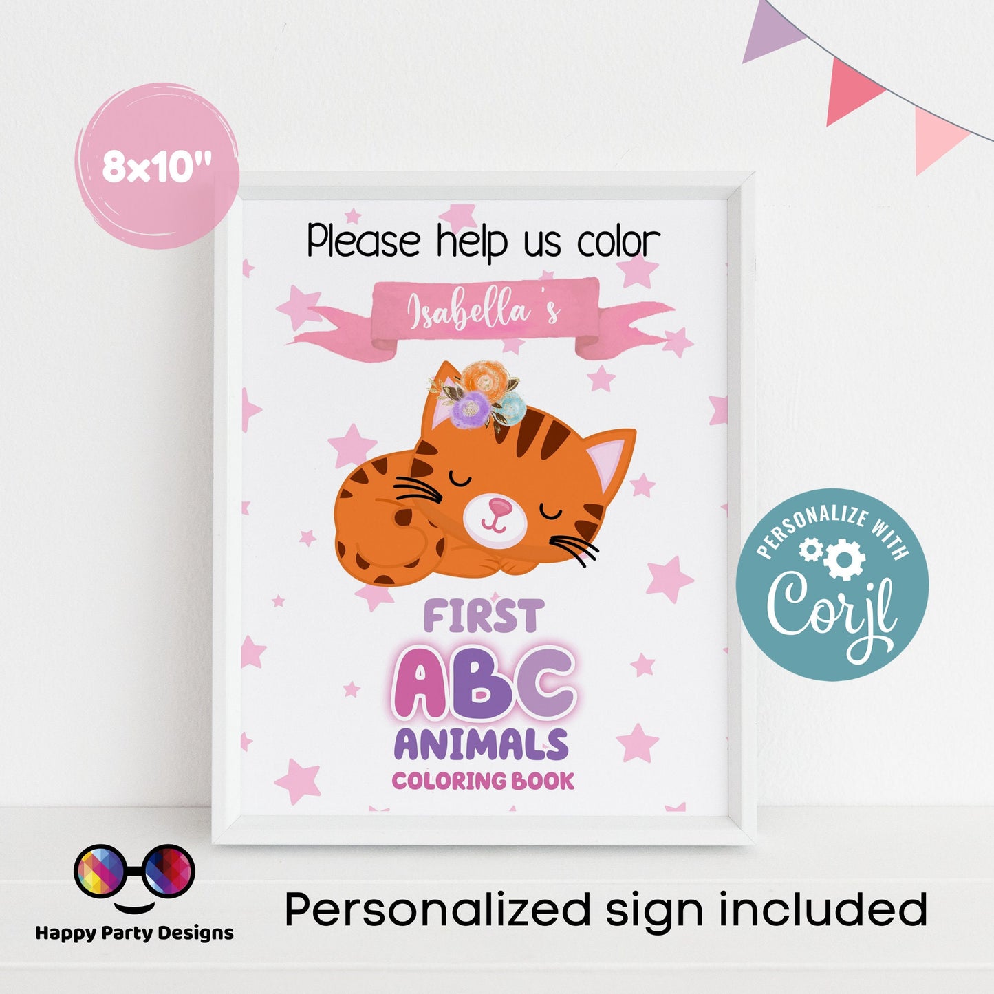 Baby Shower Coloring Book for girls 4x6" | First ABC coloring book for Baby Shower | Printable ABC Book Baby Shower | Baby Keepsake