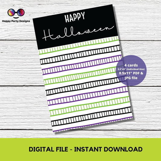 Happy Halloween Cookie Tag 3.5" X 5" | Halloween Tag | Happy Halloween Printable Mini Cookie Card | purple and green