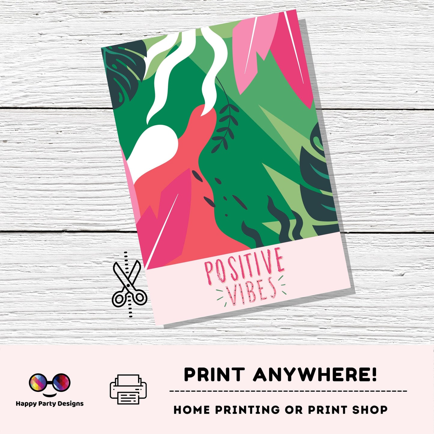 Cookie Tag 3.5" X 5" | Positive Vibes Summer Tag |Summer Printable Mini Cookie Card  | Leaves cookie tag   | Monstera  cookie tag