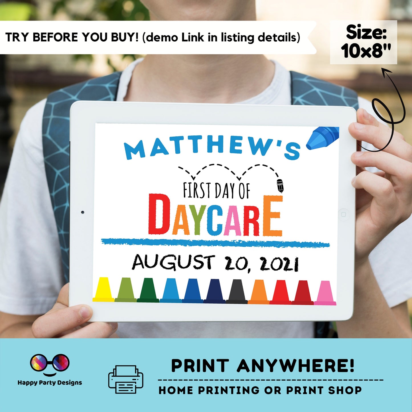 Editable First day of Daycare Sign | Daycare Sign | 1st Day of Daycare Sign | personalized school sign