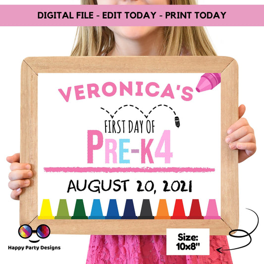 Editable Last day of Pre-K4 | Pre-K4 Sign | Last Day of Pre-K4 Sign | personalized school sign