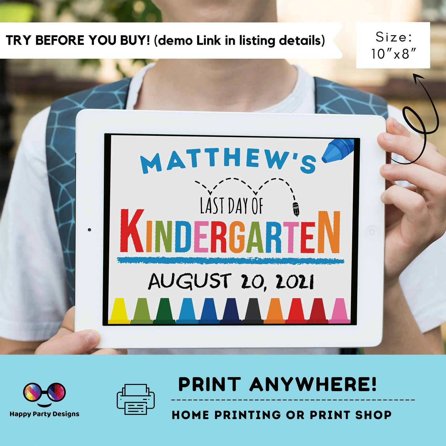 Editable Last day of Kindergarten Sign | Last Day of Kindergarten Sign | Last Day of School Sign | personalized school sign
