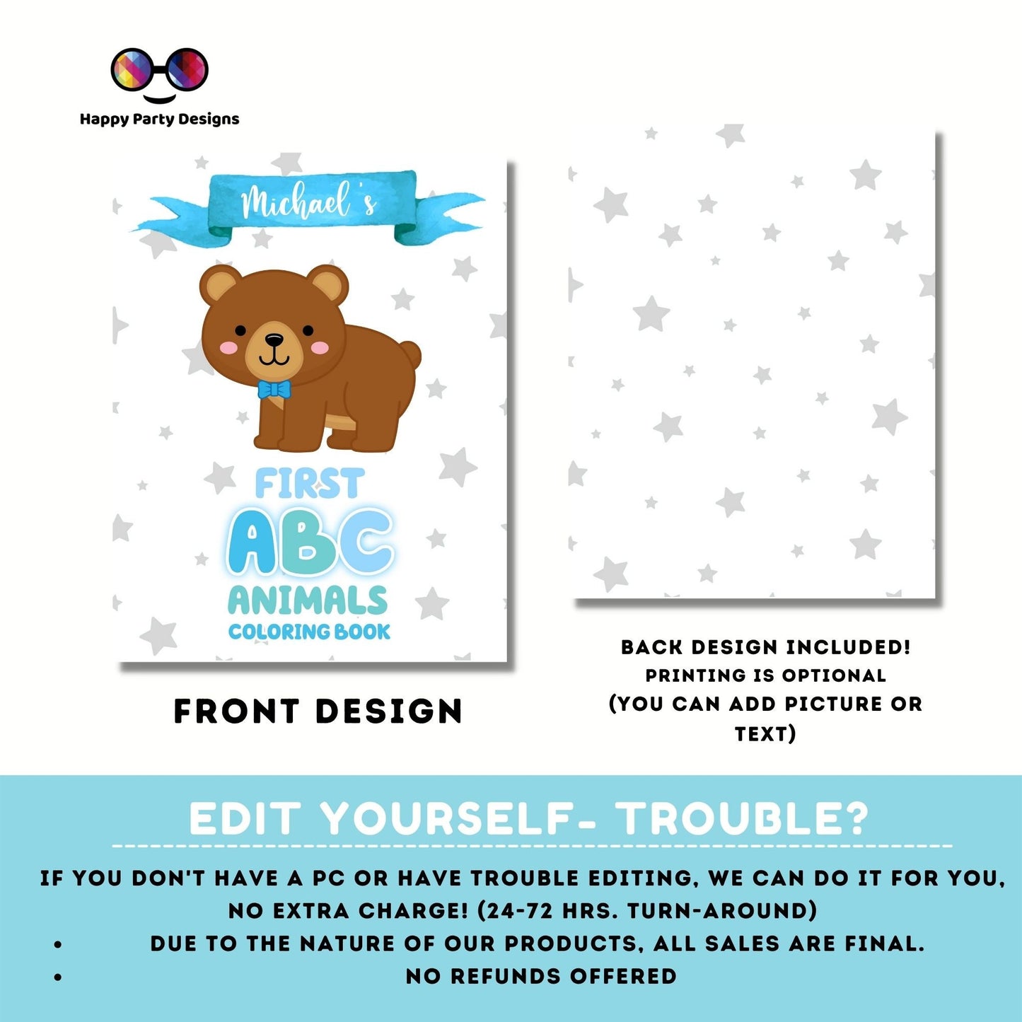 Baby Shower Coloring Book for boys 8.5x11"| First ABC coloring book for Baby Shower |Printable ABC Book Baby Shower Activity | Baby Keepsake