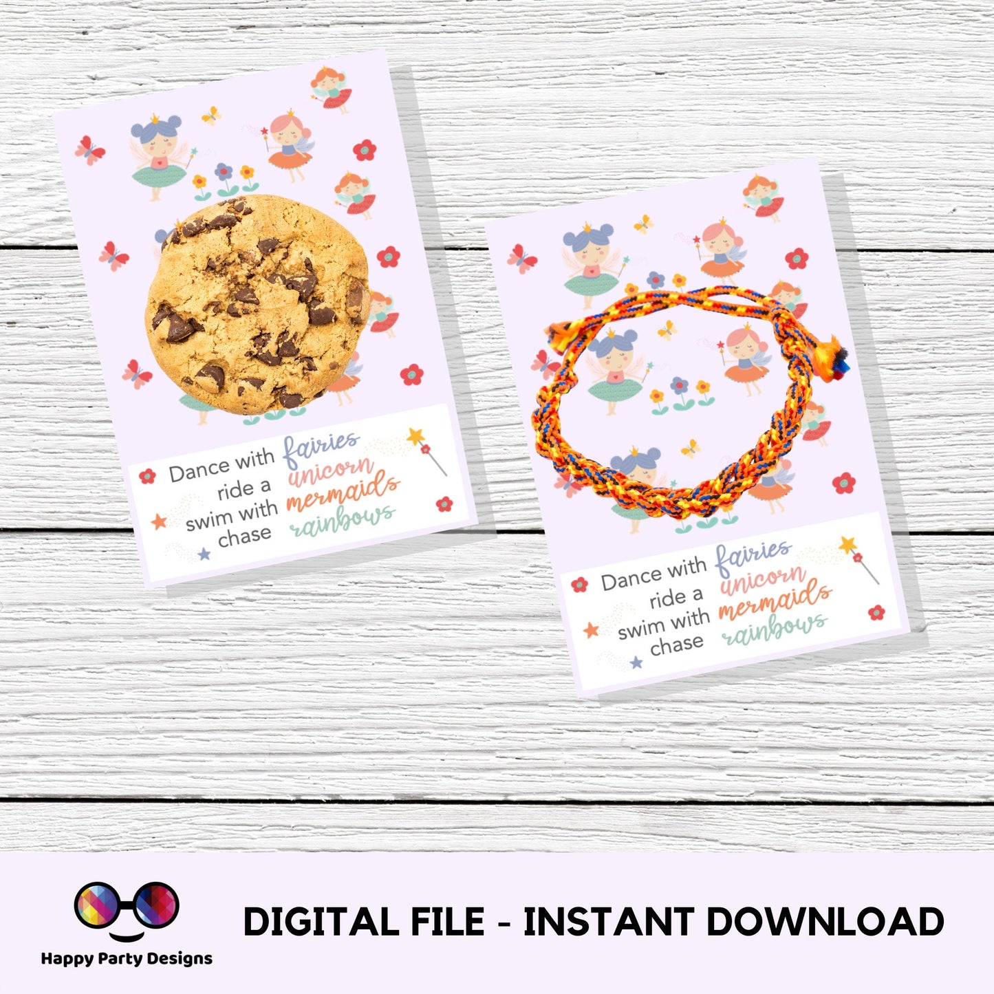 Fairies Cookie Tag 3.5" X 5" | Fairies Tag | Fairies Card to print l Printable Mini Cookie Card