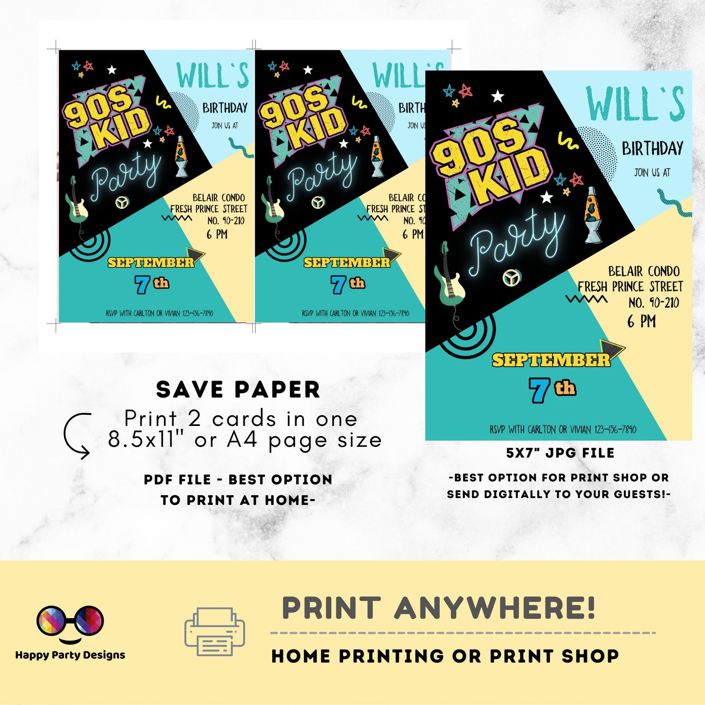 Editable 90s Birthday Invitation | Retro Invitation | 90s Kid Birthday invitations | Nostalgia Birthday Invitation | Nostalgia Party