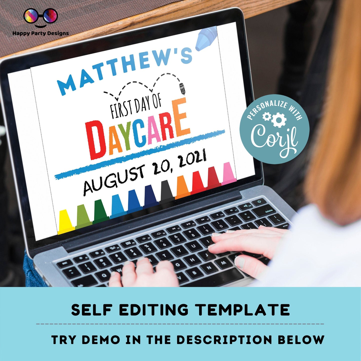 Editable First day of Daycare Sign | Daycare Sign | 1st Day of Daycare Sign | personalized school sign