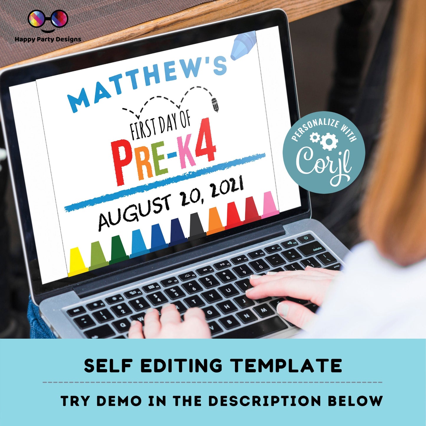 Editable First day of Pre-K4 | Pre-K4 Sign | 1st Day of Pre-K4 Sign | personalized school sign