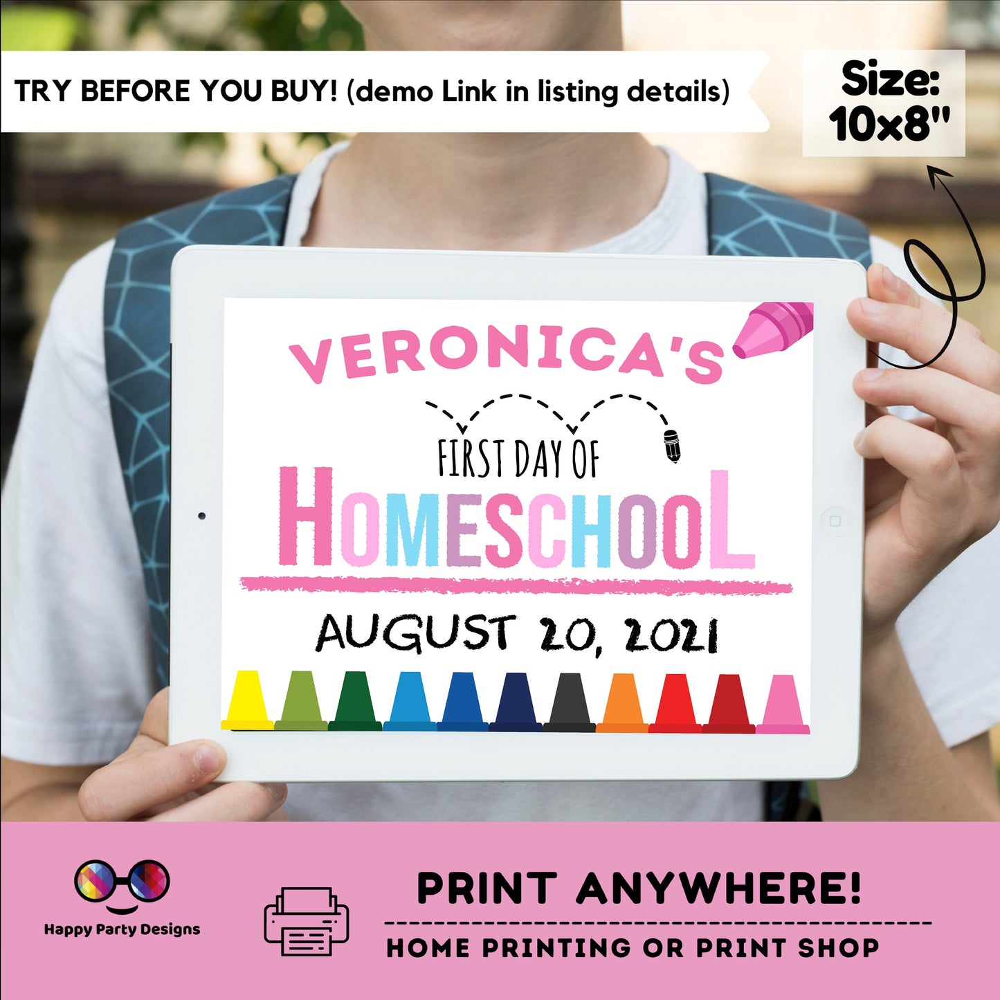 Editable First day of Homeschool | Homeschooling Sign | 1st Day of Homeschool Sign | personalized school sign