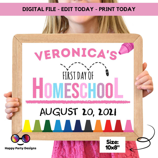 Editable First day of Homeschool | Homeschooling Sign | 1st Day of Homeschool Sign | personalized school sign