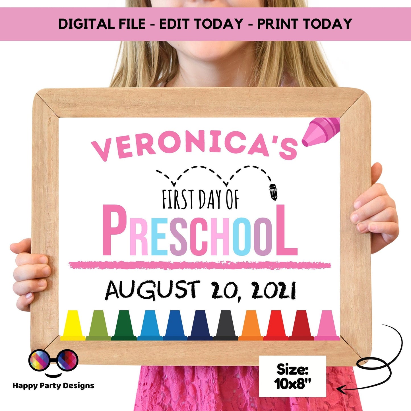 Editable First day of Preschool | Preschool Sign | 1st Day of Preschool Sign | personalized school sign