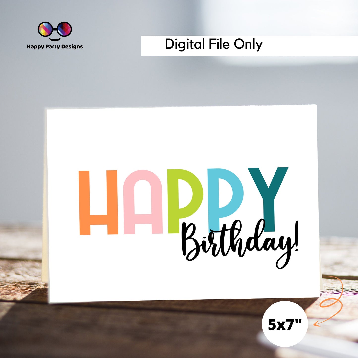 PRINTABLE Happy Birthday greeting card| Birthday Card | Happy Birthday | Instant Download | Boho | Bold colours | Cheerful