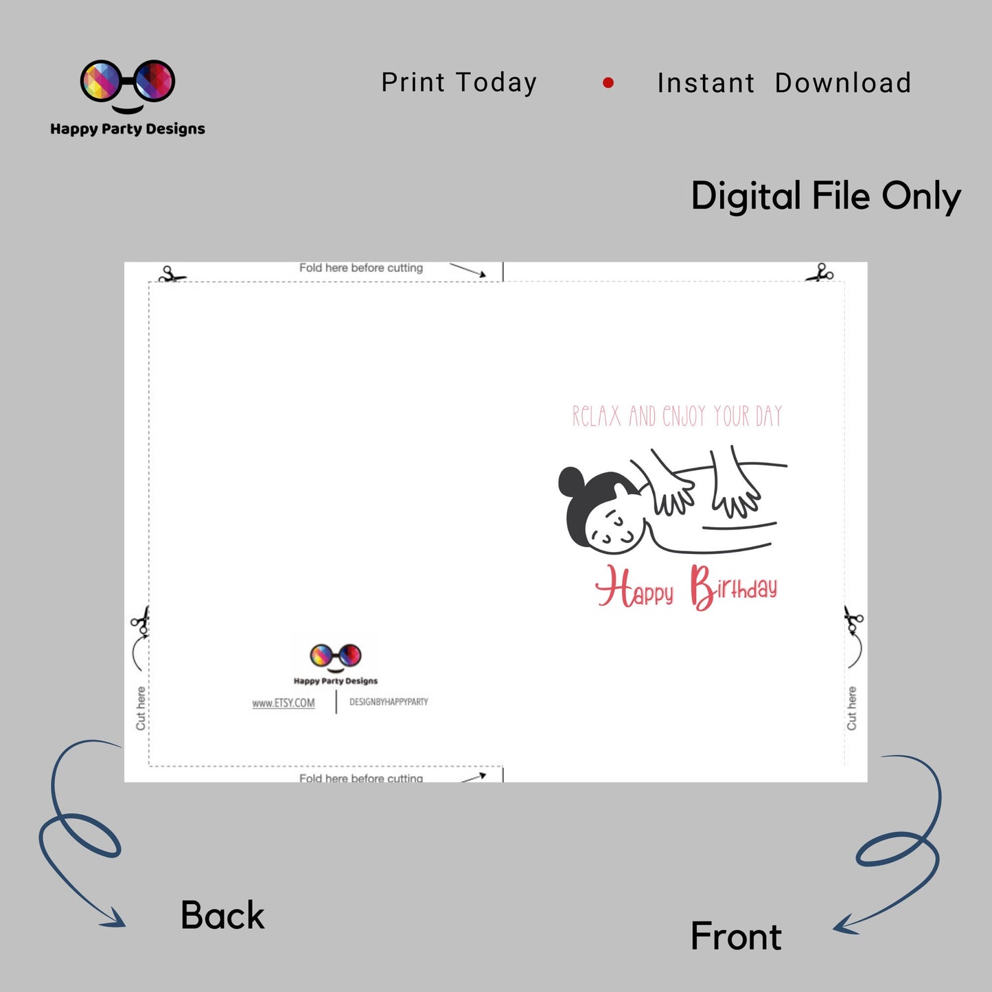 Happy Birthday greeting card | Printable Birthday Card | Happy Birthday Card  | Instant Download | Relax and enjoy your day Card | Cheerful