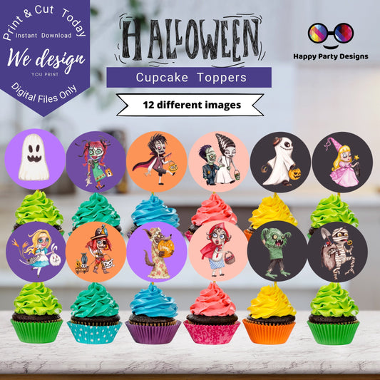 Halloween Cupcake toppers | Halloween Party Decoration | Cupcake Toppers | Instant Download | Digital | Halloween Party | Halloween decor