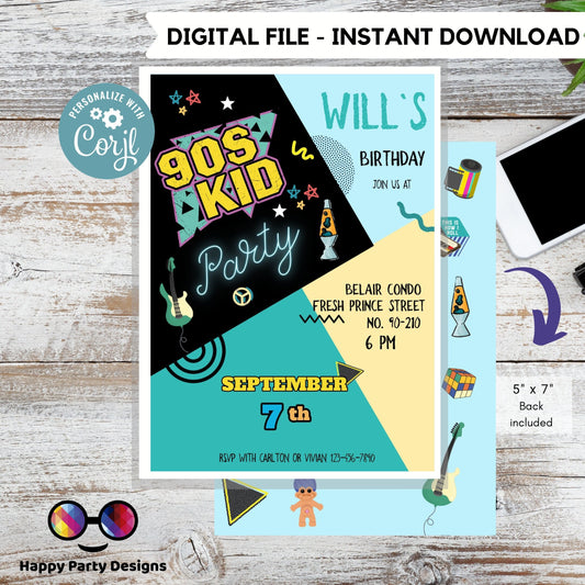 Editable 90s Birthday Invitation | Retro Invitation | 90s Kid Birthday invitations | Nostalgia Birthday Invitation | Nostalgia Party