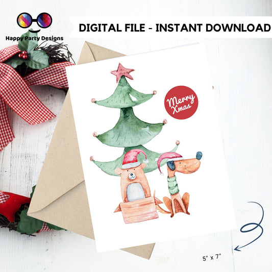 PRINTABLE Christmas card | Christmas Card | Holiday Card | Merry Xmas | Instant Download