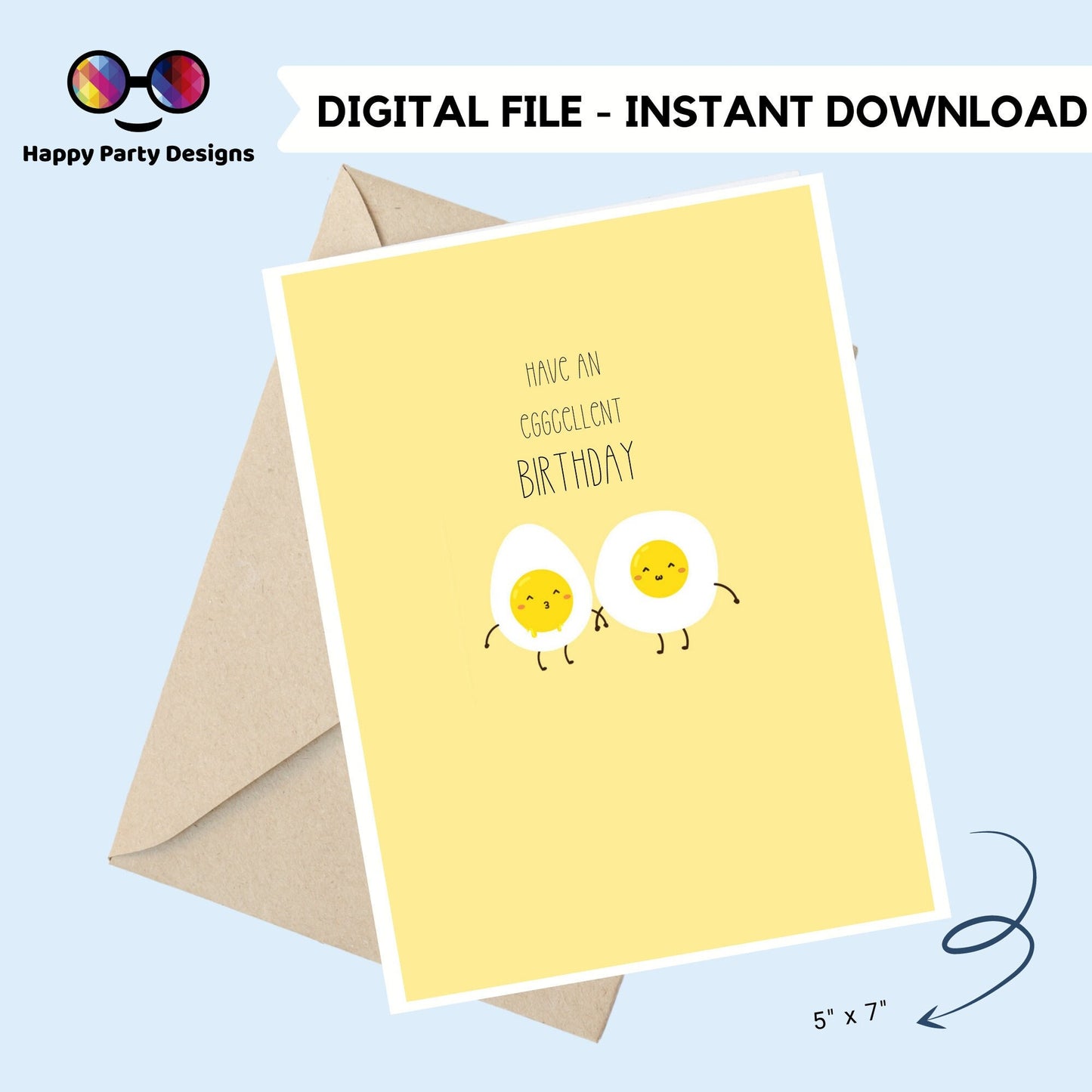 Happy Birthday greeting card | Printable Birthday Card | Happy Birthday Card  | Instant Download | Have and eggcelent birthday  | Cheerful