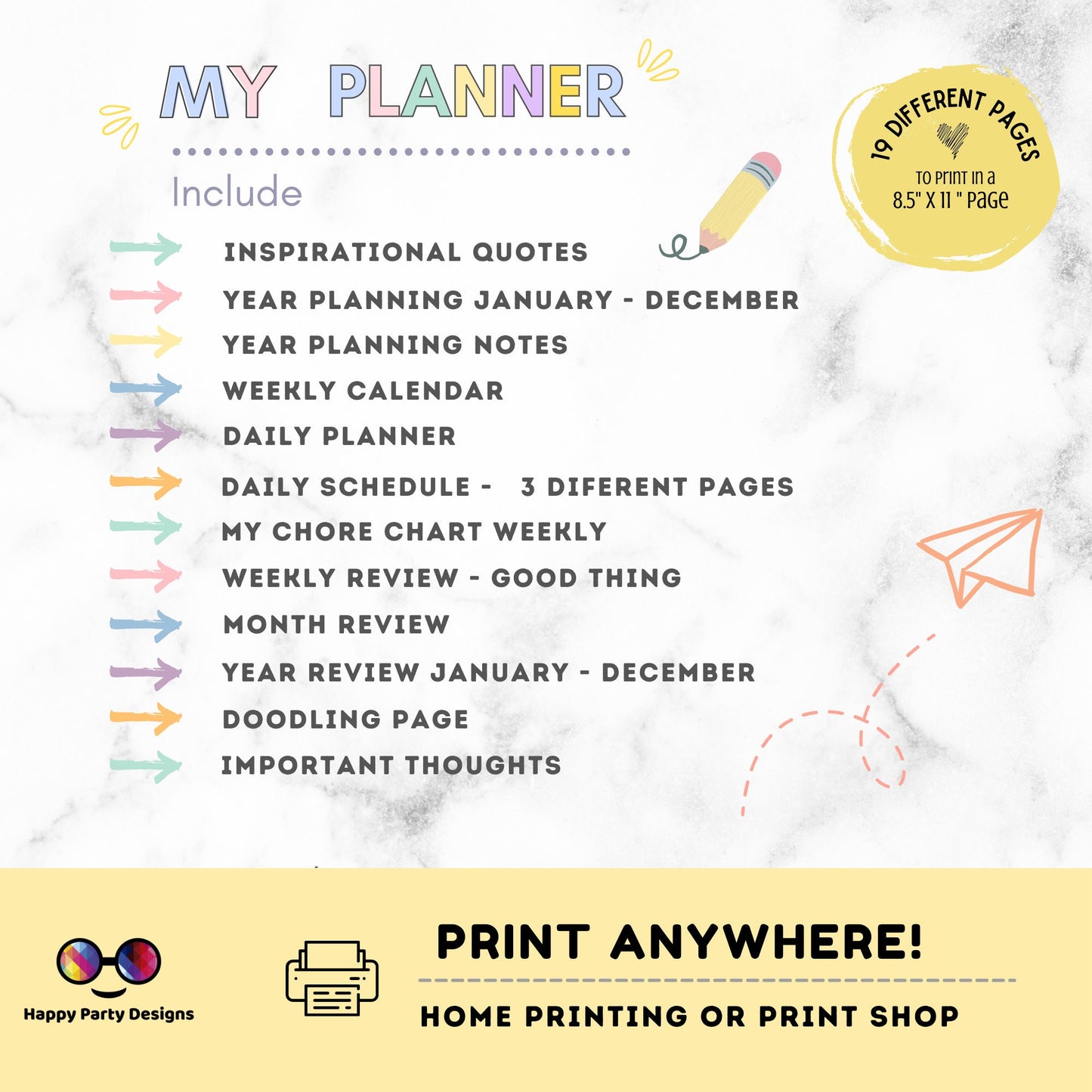 Planner Printable for Kids | Printable planner for kids | Digital Download | Planner Bundle | Instant Download PDF | Daily planner for kids