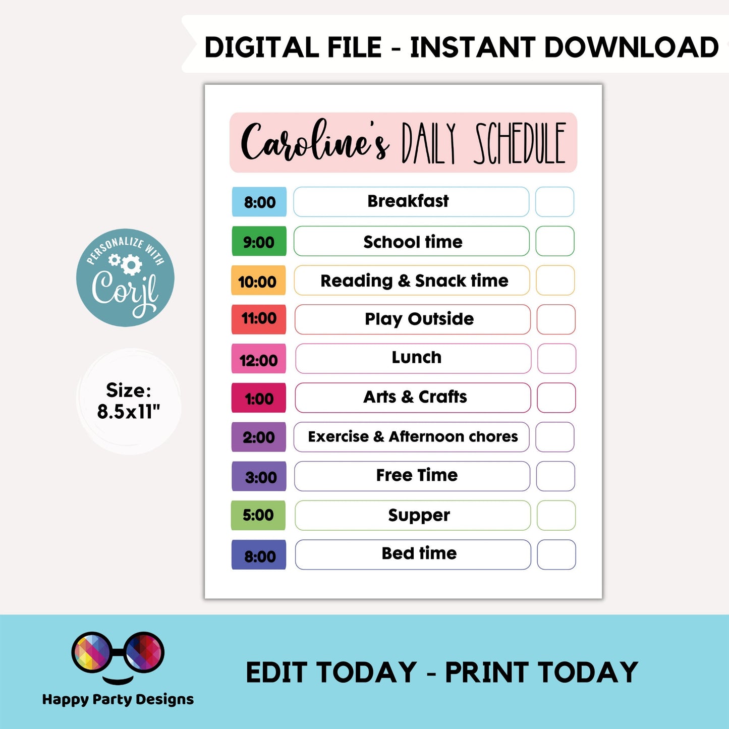 Weekly Daily schedule Chart for Kids | Daily Routine Chore Chart for Kids | My Schedule | Responsibility Checklist | My Daily To Do List