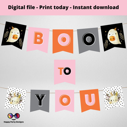 Halloween printable Banner | Ghost Decorations | Halloween Party | Cute Halloween Printable | Digital | Printable | instant download