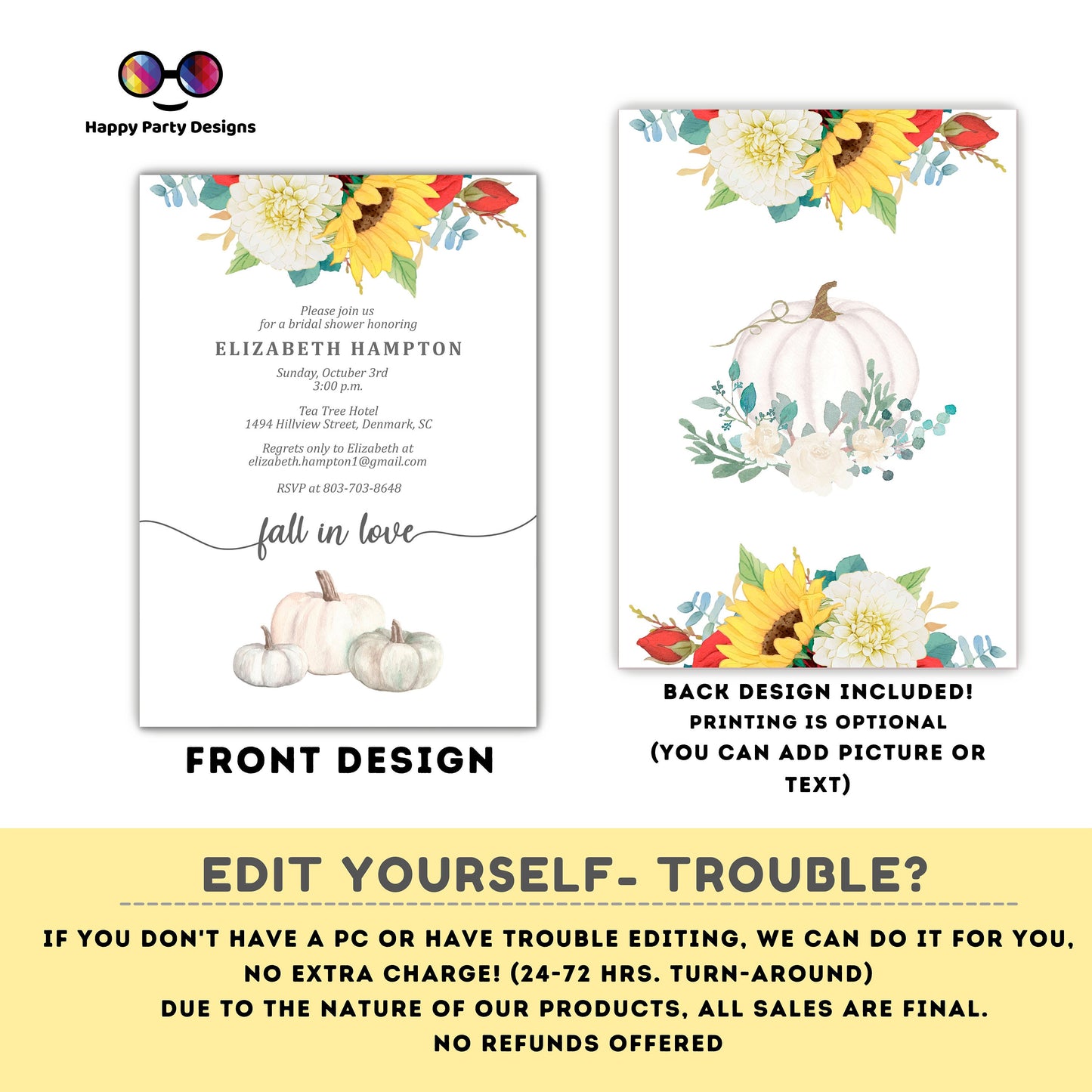 Editable Fall in love invitation | Digital Fall in love printable invite | Bridal shower | Shower Invitation | Personalize Online