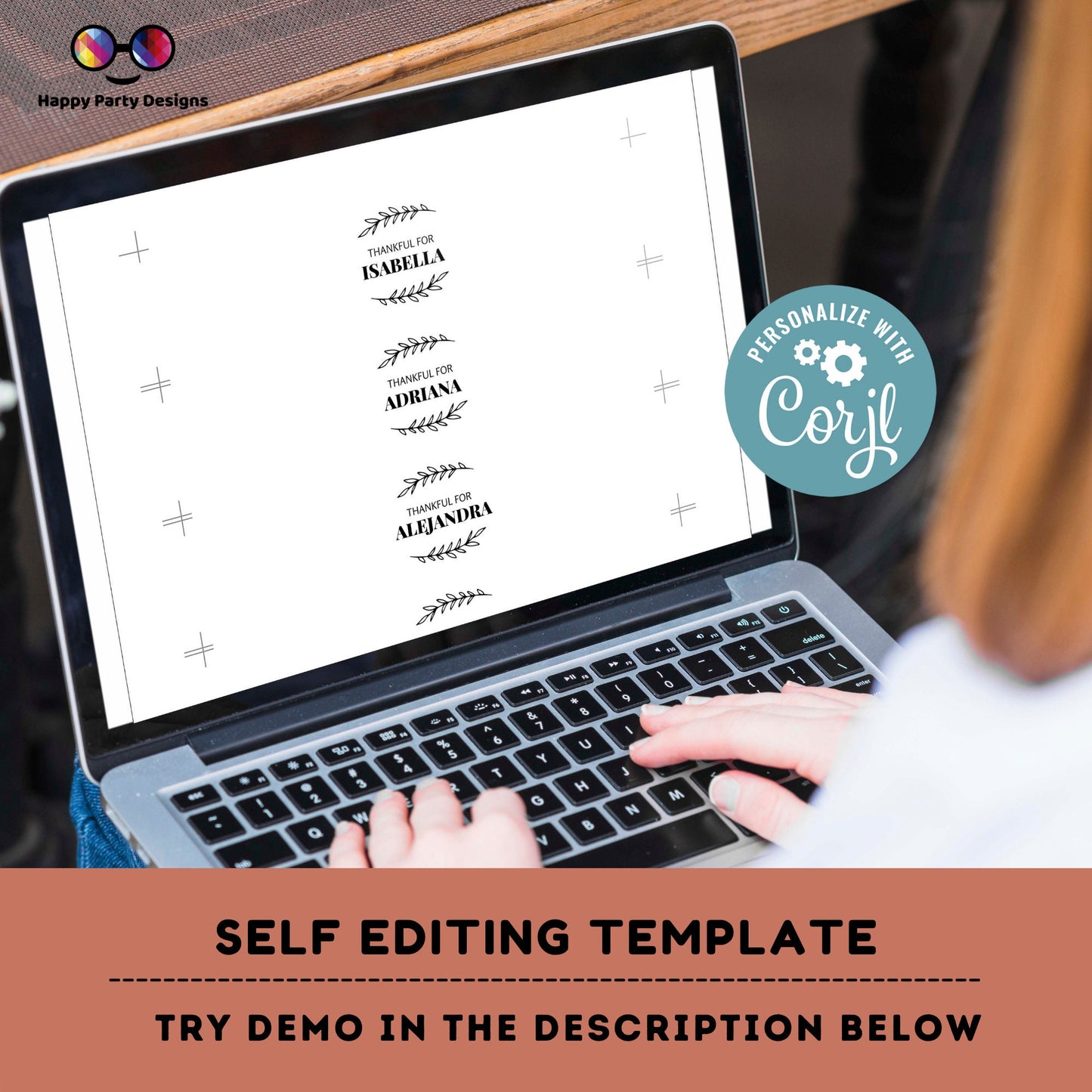 Thanksgiving personalized name card | Editable place card tag | Thanksgiving | Digital | Personalize Online | Instant Download