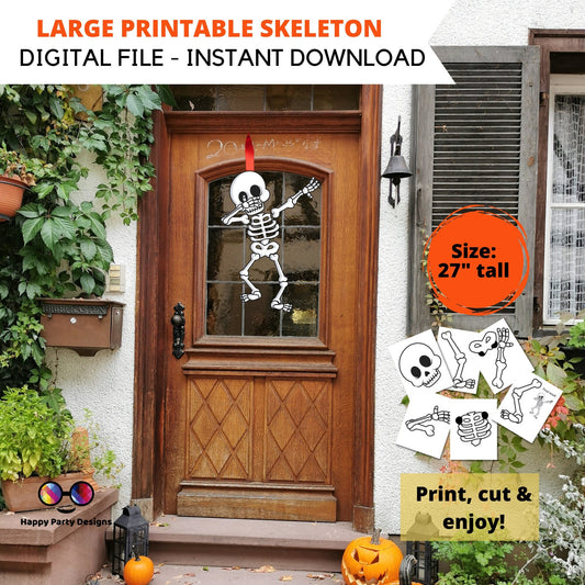 Large Halloween Skeleton | Halloween Party Decoration | Cute | Instant Download | Digital | Halloween Party | Halloween decor