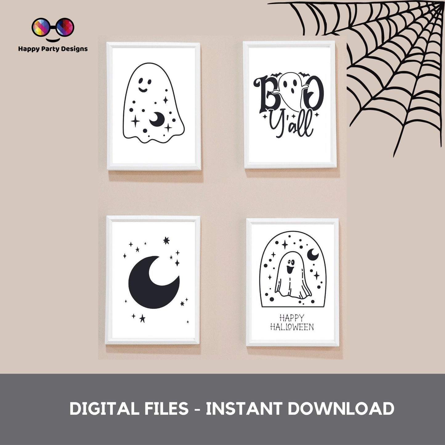 Black and white Halloween printables | wall decor | printable wall art | instant download | Halloween downloadable prints | cute halloween