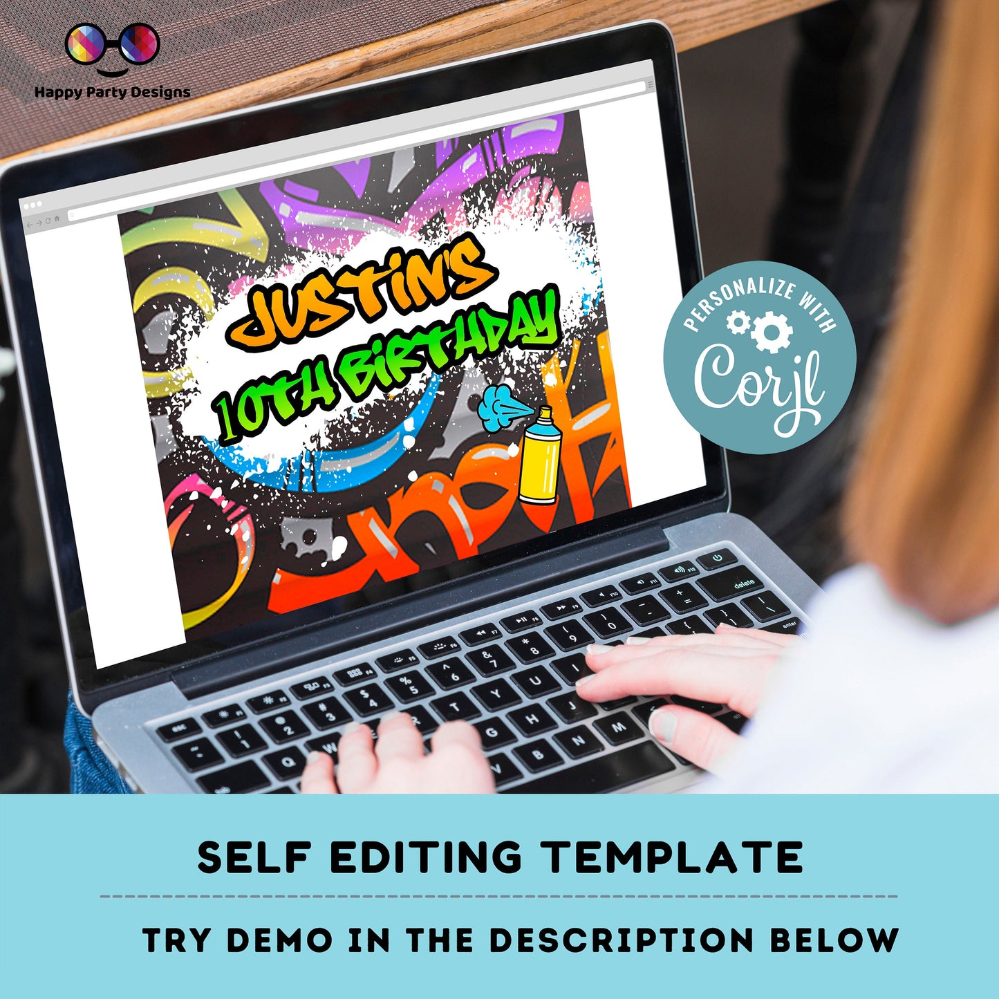 Editable Graffiti placemat | Digital graffiti printable placemat  | Birthday boy | Graffiti placemat | Personalize Online #K1