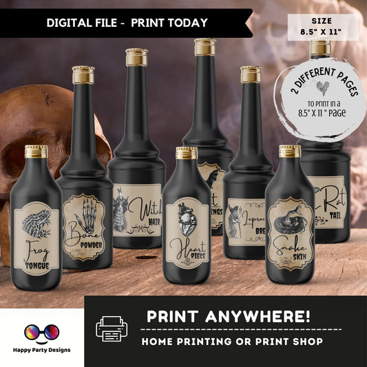 Printable Apothecary Labels for Halloween | Vintage Labels | Halloween Labels | Instant Download | Digital | Halloween decor
