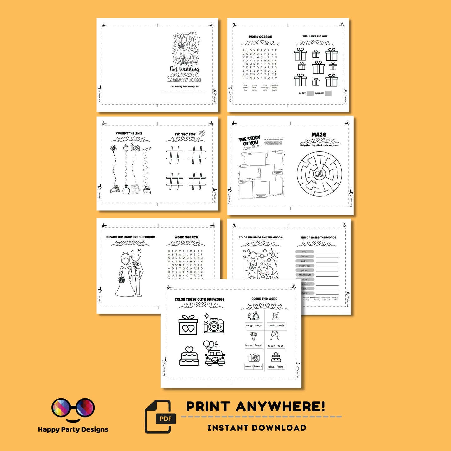 Wedding Kids Activity Booklet | Coloring book for Wedding | Printable Activity Booklet Wedding | Wedding Keepsake