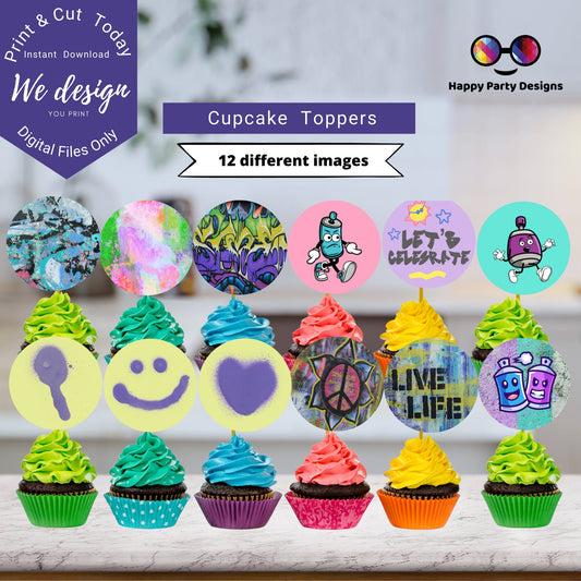 Graffiti Cupcake toppers | Graffiti Birthday  | Cupcake Toppers | Instant Download | Digital | Graffiti Birthday Party