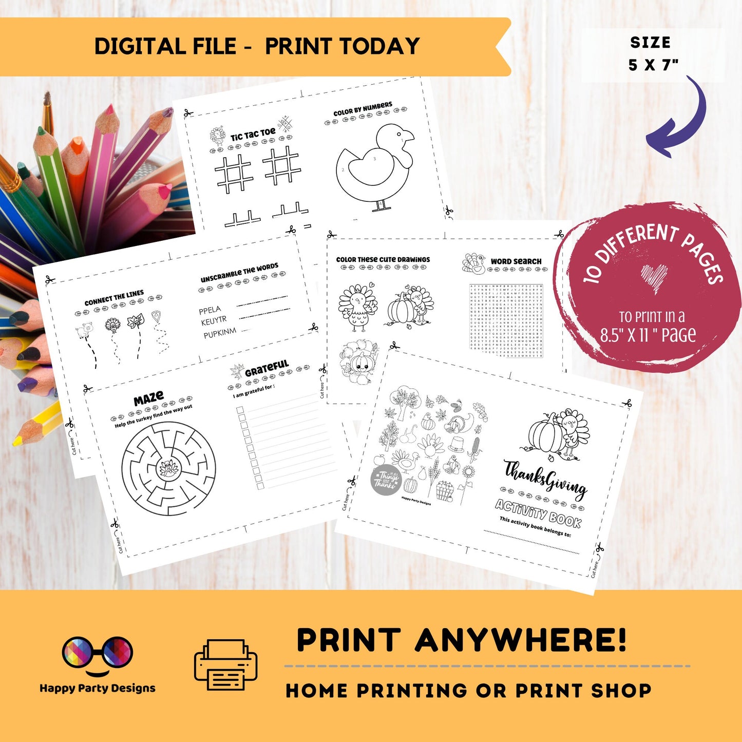 Thanksgiving Kids Activity Booklet | Coloring book for Thanksgiving | Printable Activity Booklet Thanksgiving | Thanksgiving Keepsake