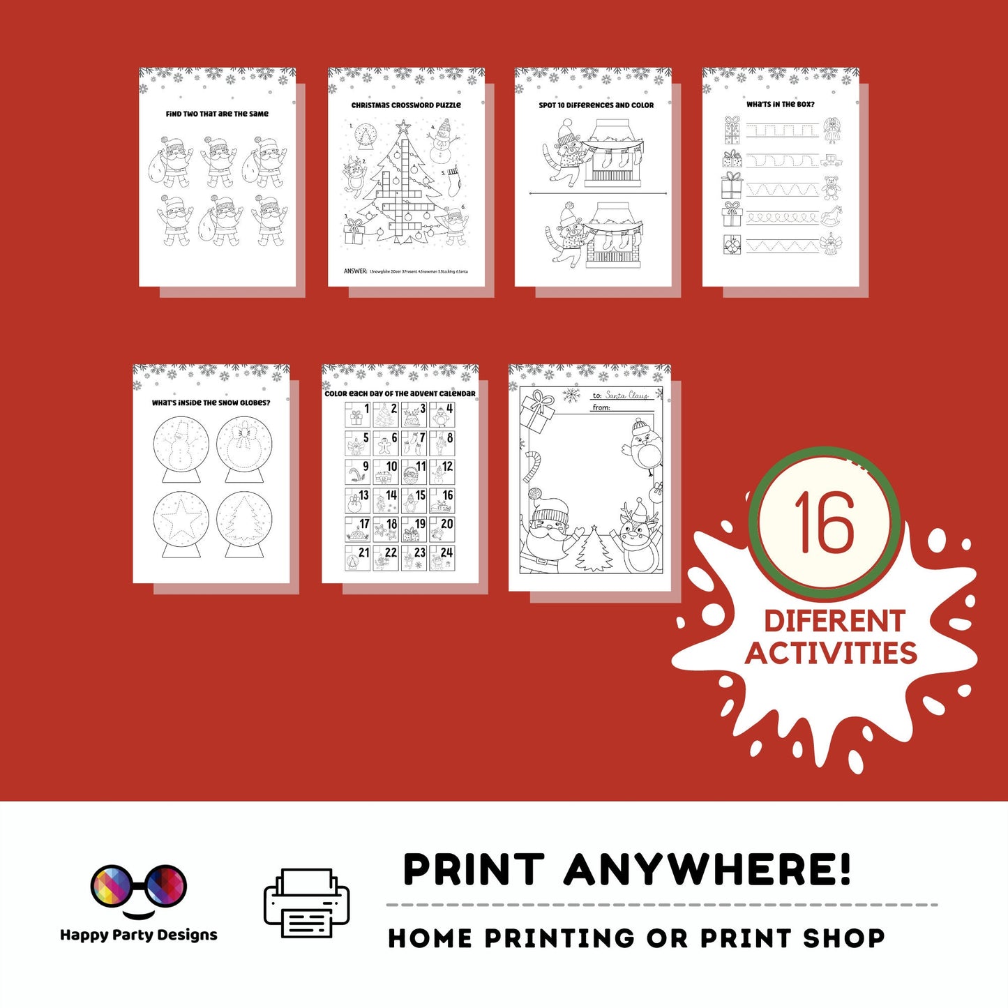 Christmas Kids Activity Book | Coloring book for Christmas | Printable Activity Book Holidays | Kids Keepsake