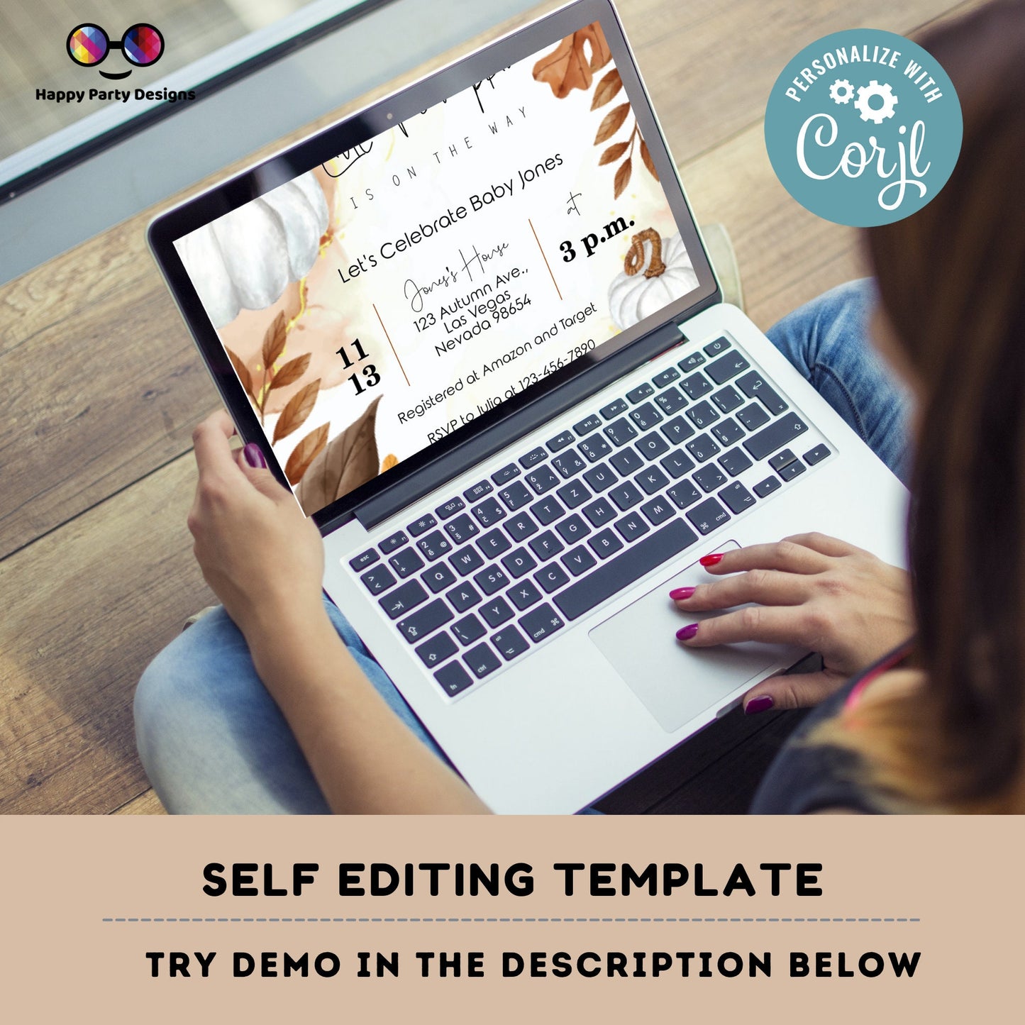 Editable a little pumpkin is on the way invitation | Digital baby shower printable invite | Baby shower | Shower Invitation