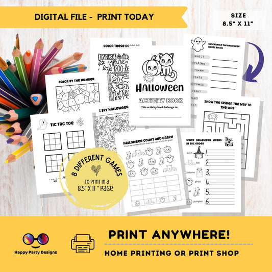 Halloween Activity Book | Coloring book for Halloween Baby Shower | Printable Activity Book Halloween Party | Printable Activity Book