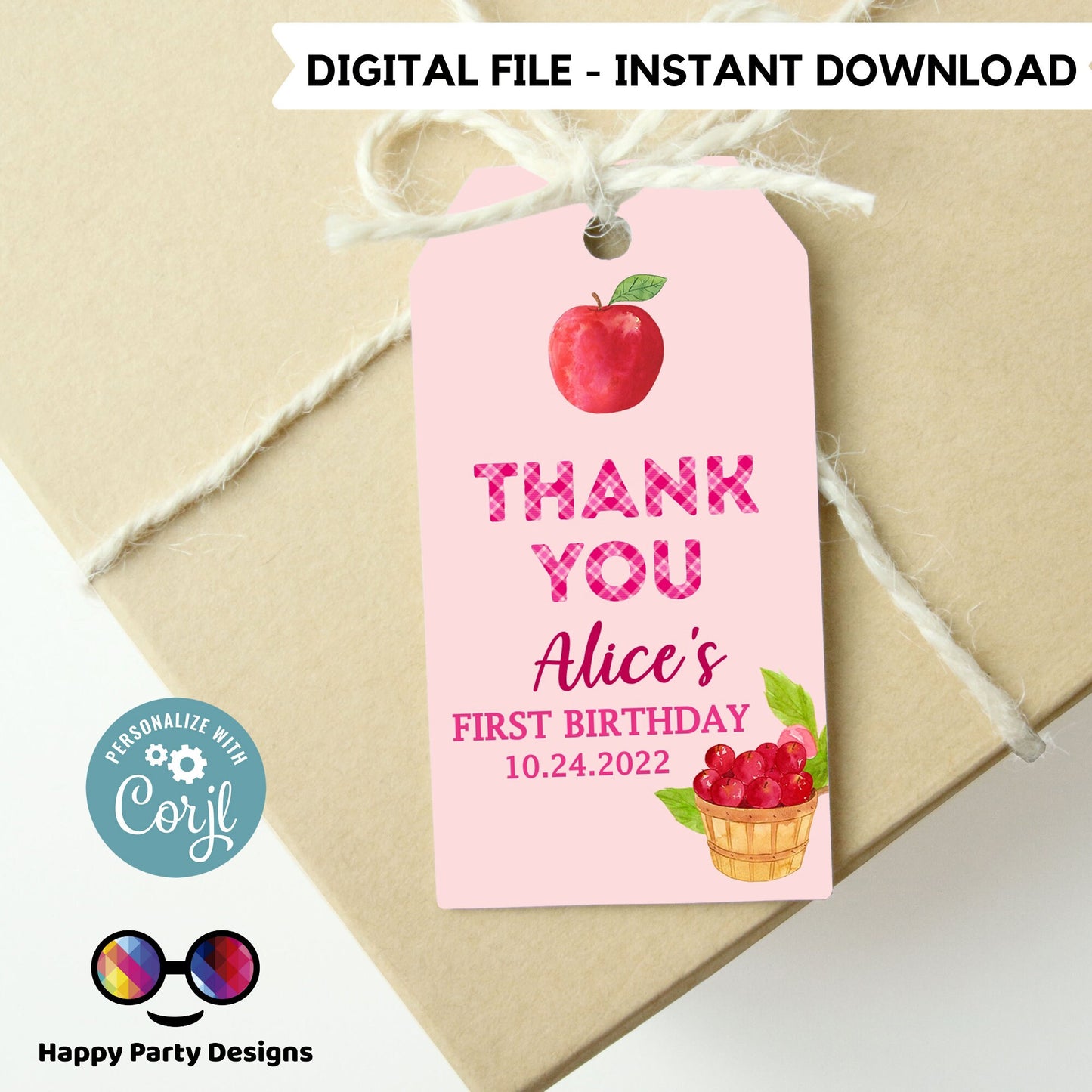 Editable You've been picked Thank you tag | Digital apple thank you tag  | You've been picked Thank You tag | Personalize Online