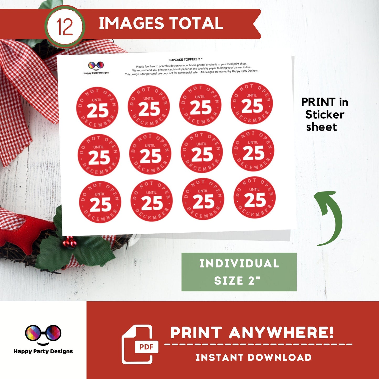 Do Not Open Until 25th December | Christmas Stickers Gift Labels From Santa |  Round Santa Claus Approved | Christmas Stickers Gift Labels