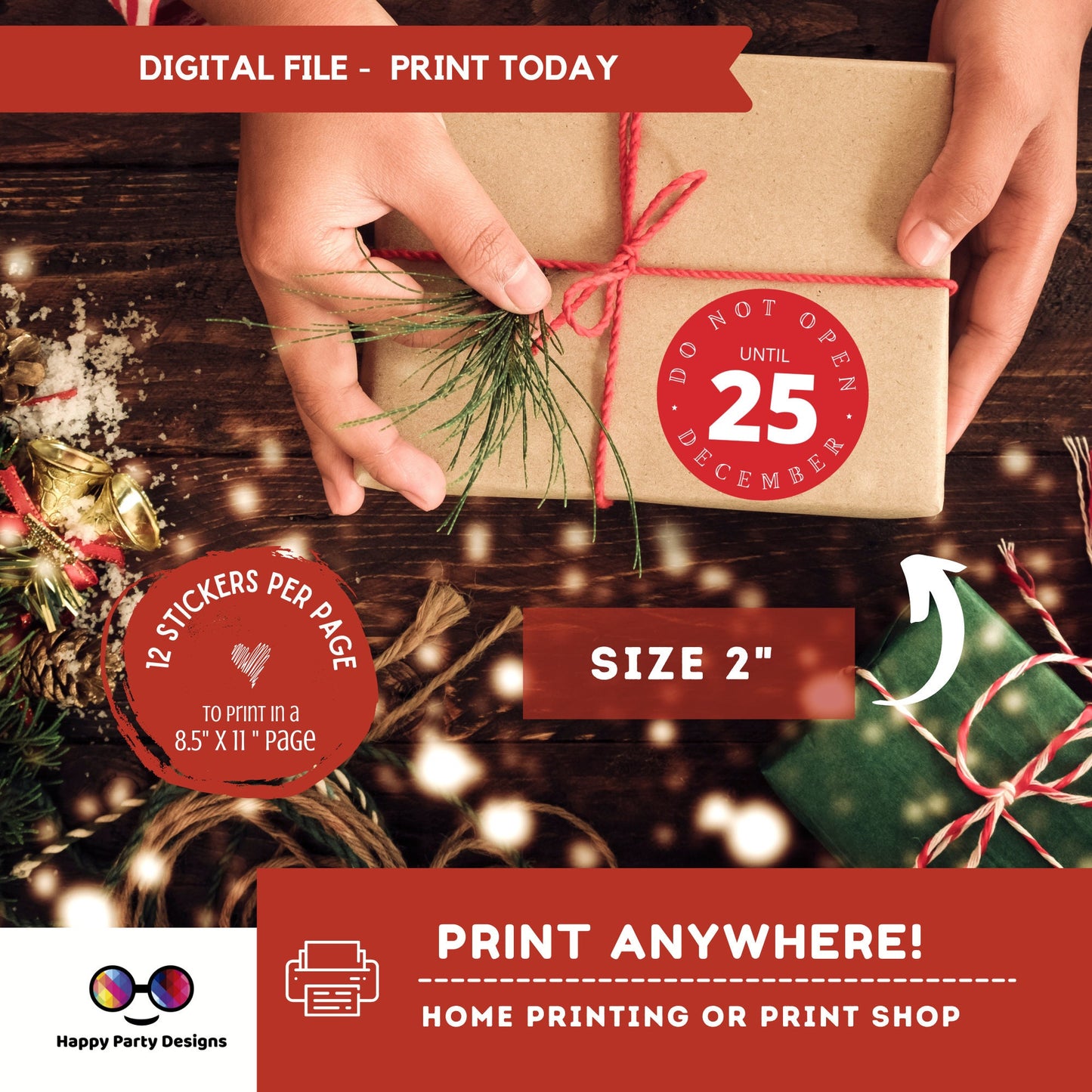 Do Not Open Until 25th December | Christmas Stickers Gift Labels From Santa |  Round Santa Claus Approved | Christmas Stickers Gift Labels