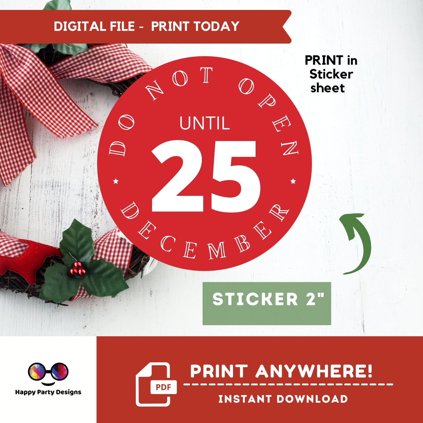 Do Not Open Until 25th December | Christmas Stickers Gift Labels From Santa |  Round Santa Claus Approved | Christmas Stickers Gift Labels