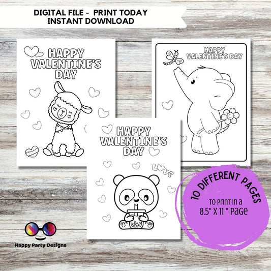 Printable Coloring Pages | Coloring Pages for Kids | Happy Valentines Day Colouring Activity | Valentine Party | School activity | 10 pages