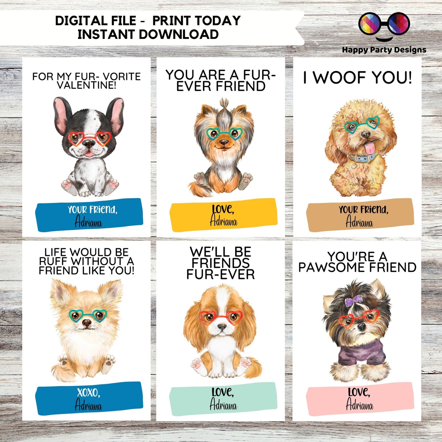 Editable Valentines Day Tag | Digital Tag  | Valentine's Tag | Puppies Tag | Valentine's puppy tag