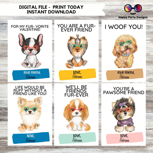 Editable Valentines Day Tag | Digital Tag  | Valentine's Tag | Puppies Tag | Valentine's puppy tag