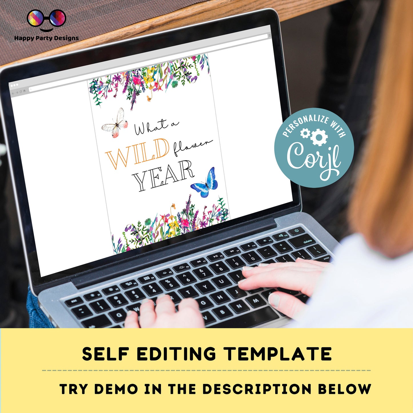 Editable First birthday Sign | Wildflower birthday | Spring birthday Decorations | baby Girl | Flower Sign | Butterfly party #K73